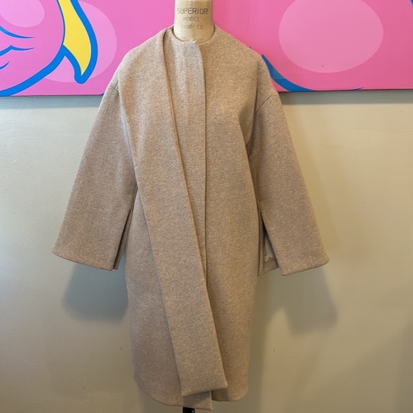 Oak + Fort Tan Beige Taupe Wool Blend Coat - Picture 2 of 10